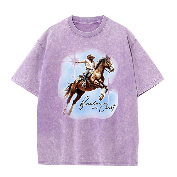 Christianartworkshop Freiheit in Christus Unisex gewaschenes T-Shirt