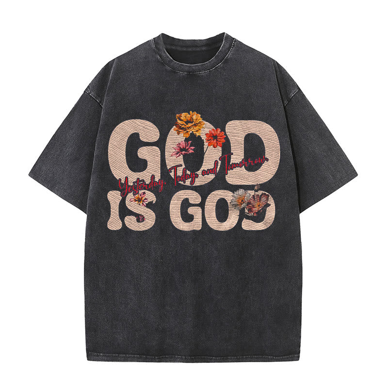 Christianartworkshop Unisex-T-Shirt mit Aufschrift „God Is God“, gewaschen - Schwarz - 5XL - image 0