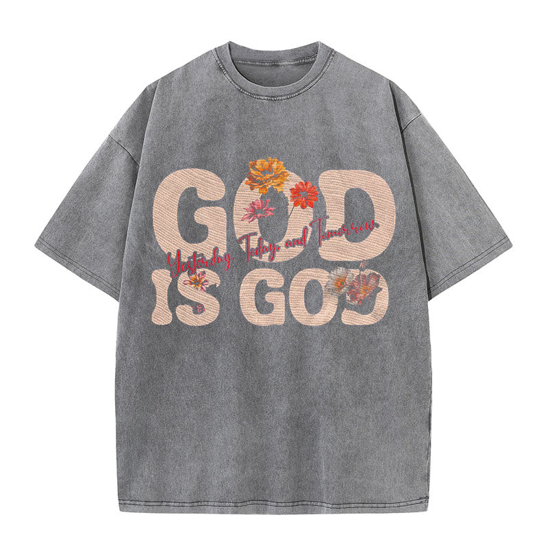 Christianartworkshop Unisex-T-Shirt mit Aufschrift „God Is God“, gewaschen - Grau - 5XL - image 6