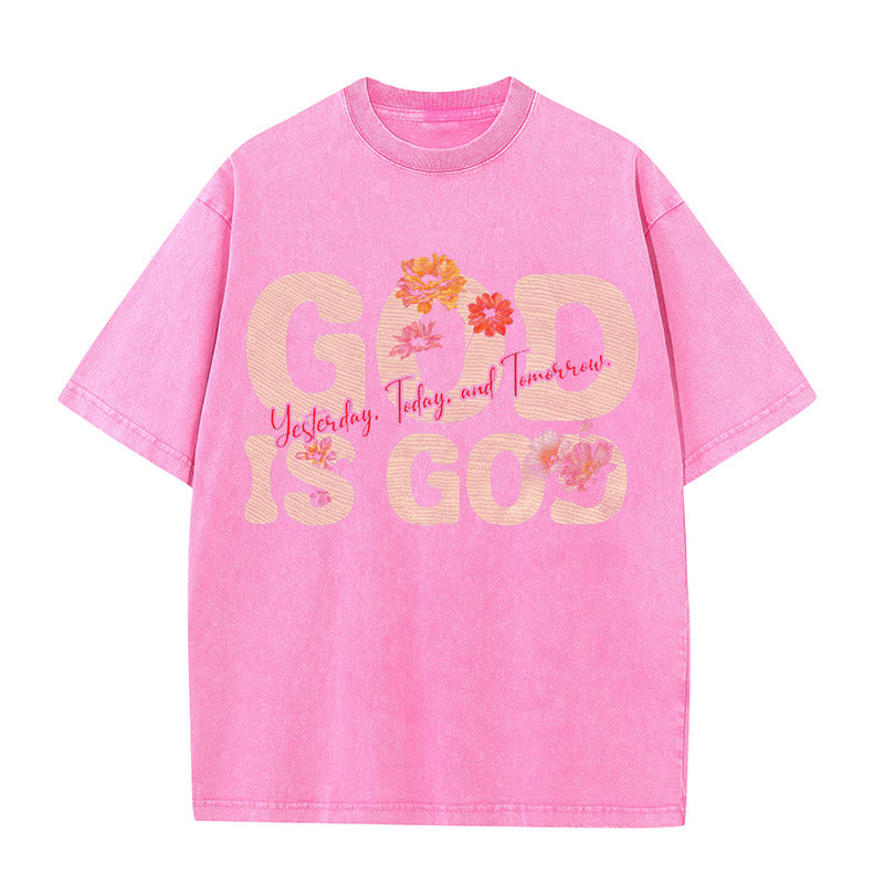 Christianartworkshop Unisex-T-Shirt mit Aufschrift „God Is God“, gewaschen - Rosa - 5XL - image 8