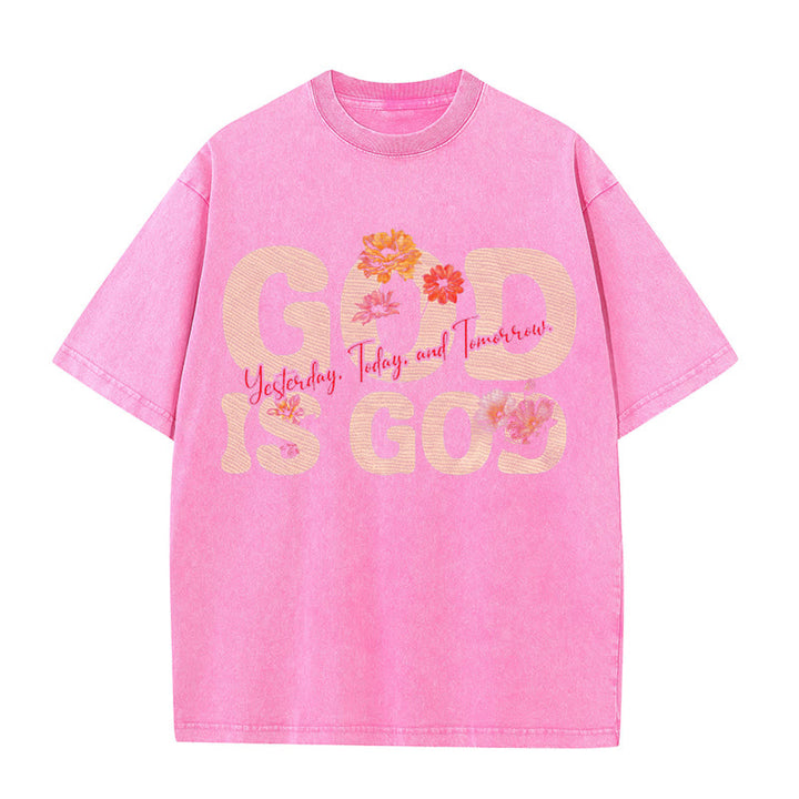 Christianartworkshop Unisex-T-Shirt mit Aufschrift „God Is God“, gewaschen - Rosa - 5XL - image 8