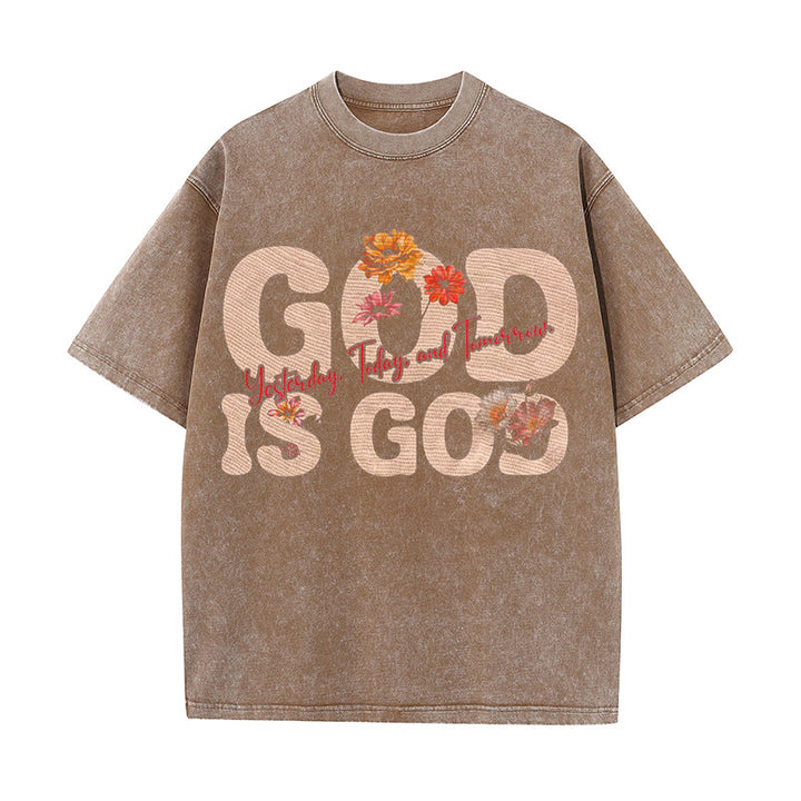 Christianartworkshop Unisex-T-Shirt mit Aufschrift „God Is God“, gewaschen - Kaffee - 5XL - image 3