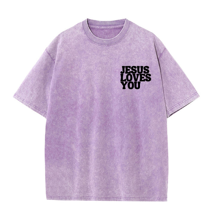 Christianartworkshop Gute Nachricht Jesus liebt dich Unisex gewaschenes T-Shirt - image 1