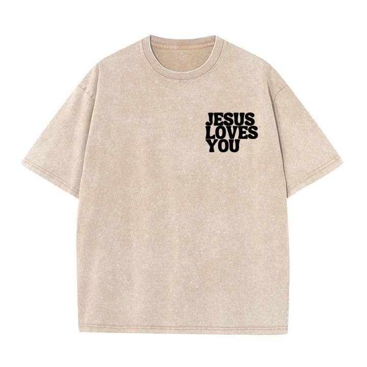 Christianartworkshop Gute Nachricht Jesus liebt dich Unisex gewaschenes T-Shirt - image 14