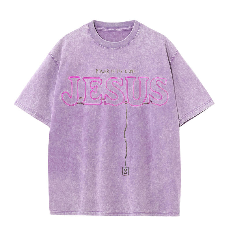 Christianartworkshop Kraft im Namen Jesus Unisex gewaschenes T-Shirt