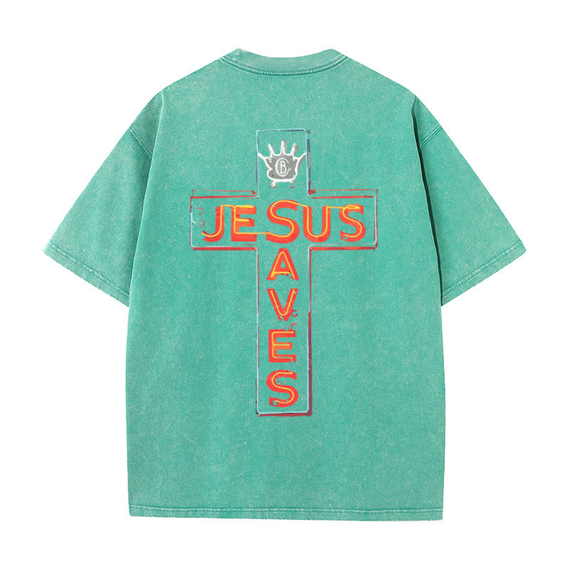 Christianartworkshop Grafik-T-Shirt „Jesus rettet das Kreuz“