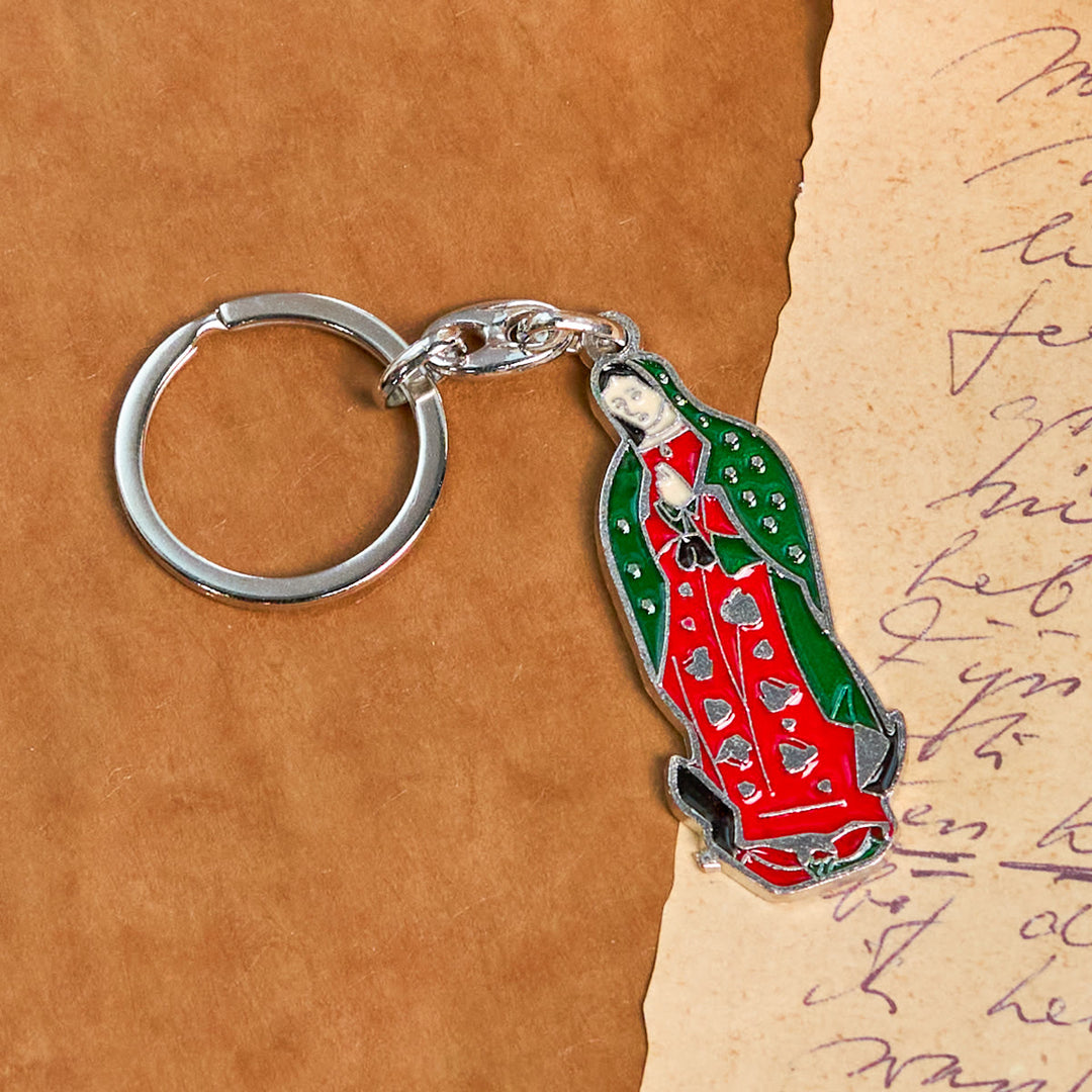 Christianartworkshop Schlüsselanhänger mit Emaille „Unsere Liebe Frau von Guadalupe“ im farbenfrohen Stil: Glaube in lebendigen Tönen - Unsere Liebe Frau - image 1