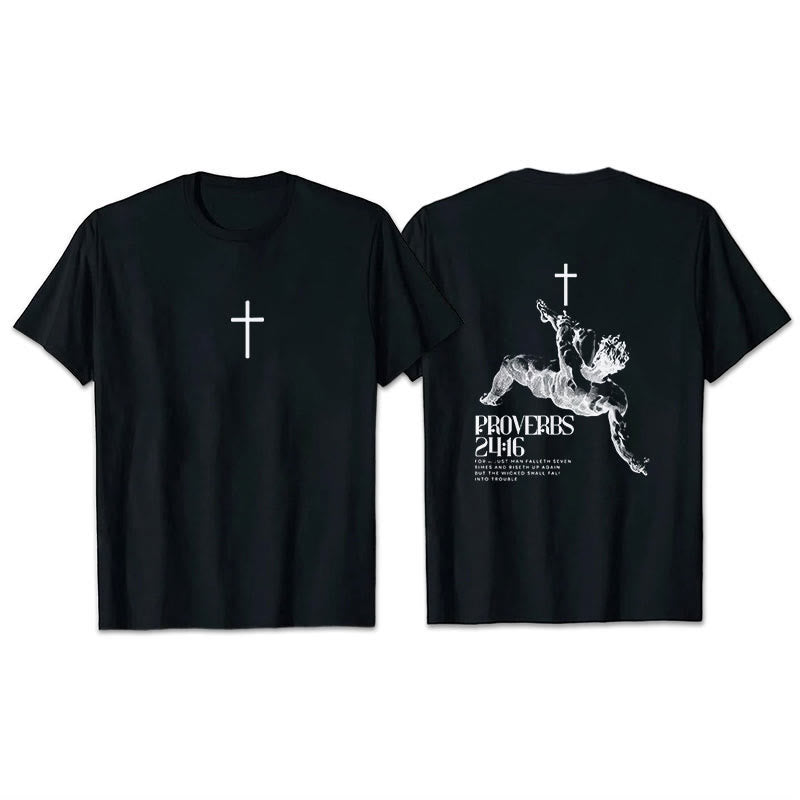Christianartworkshop Sprüche 24:16' Christliches T-Shirt - Schwarz - 2XL - image 9
