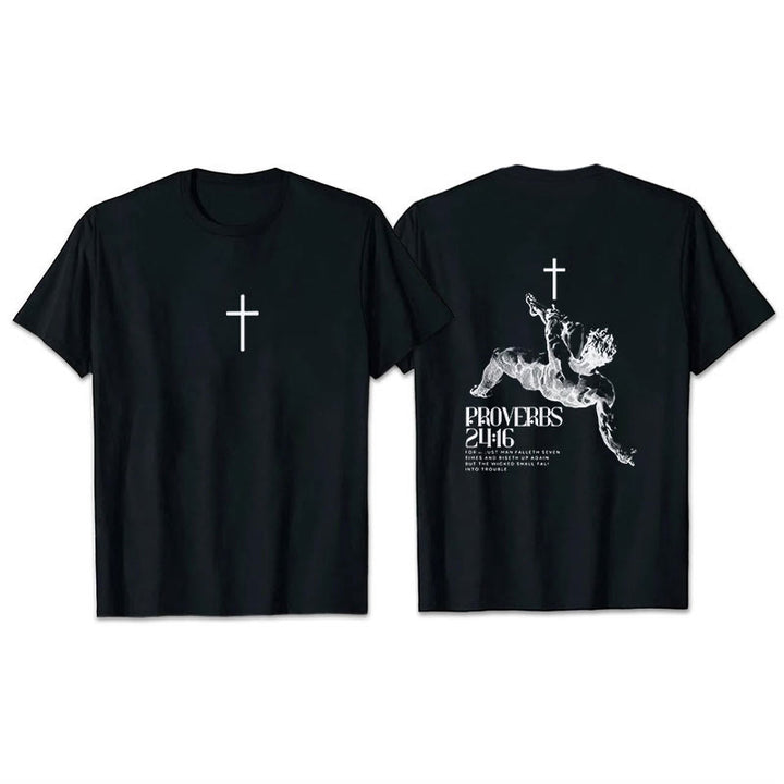 Christianartworkshop Sprüche 24:16' Christliches T-Shirt - Schwarz - 2XL - image 9