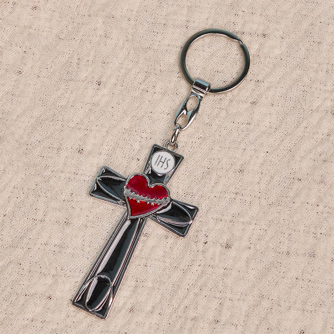 Christianartworkshop Schlüsselanhänger mit Heiligem Herzen und Pax-Kreuz, Emaille, dreifarbig: Zeitloses spirituelles Design - image 11