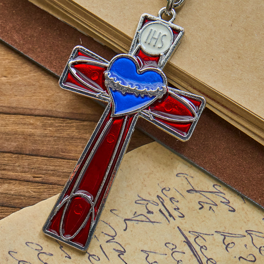 Christianartworkshop Schlüsselanhänger mit Heiligem Herzen und Pax-Kreuz, Emaille, dreifarbig: Zeitloses spirituelles Design - image 7