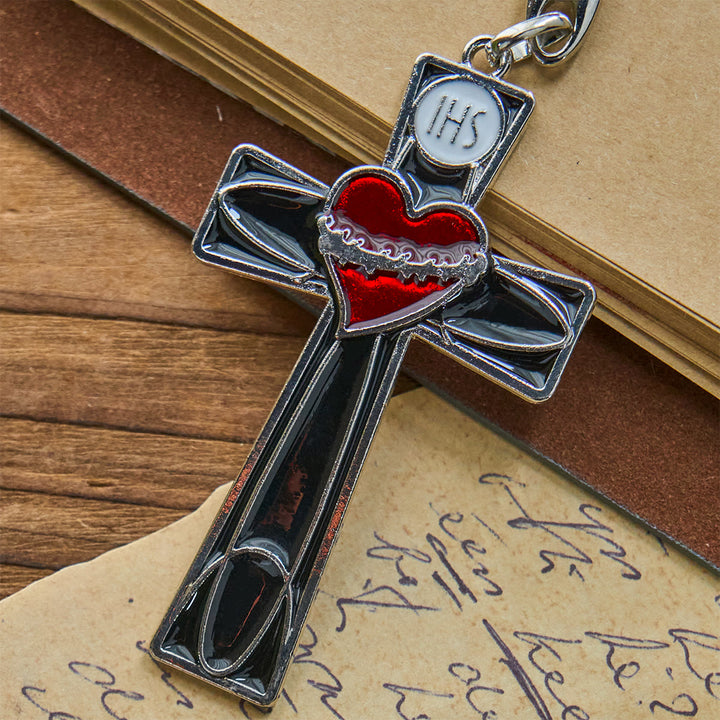Christianartworkshop Schlüsselanhänger mit Heiligem Herzen und Pax-Kreuz, Emaille, dreifarbig: Zeitloses spirituelles Design - image 9