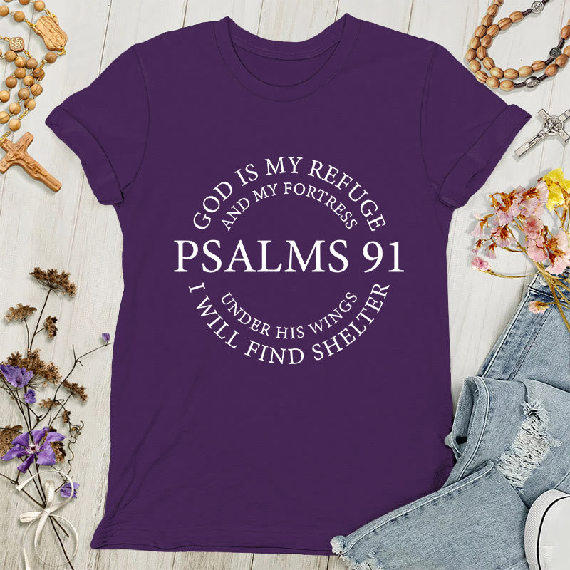 Christianartworkshop Psalm 91 T-Shirt - Inspirierendes Damen-T-Shirt - Lila - 4XL - image 4