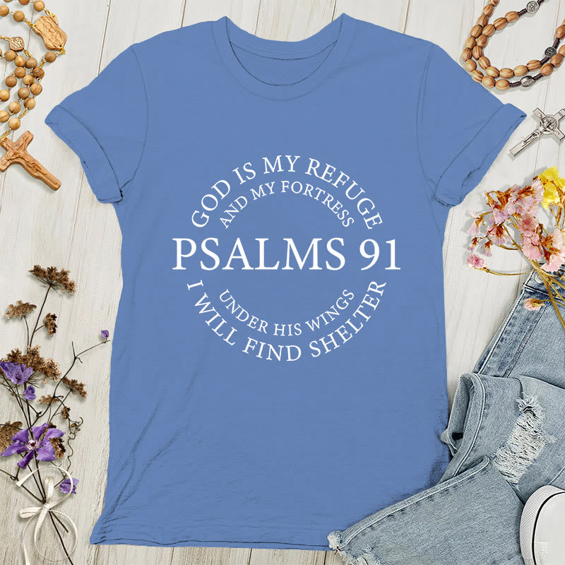 Christianartworkshop Psalm 91 T-Shirt - Inspirierendes Damen-T-Shirt - Blau - 4XL - image 5
