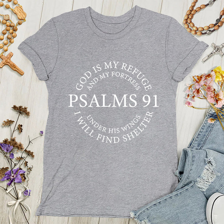 Christianartworkshop Psalm 91 T-Shirt - Inspirierendes Damen-T-Shirt - Grau - 4XL - image 6
