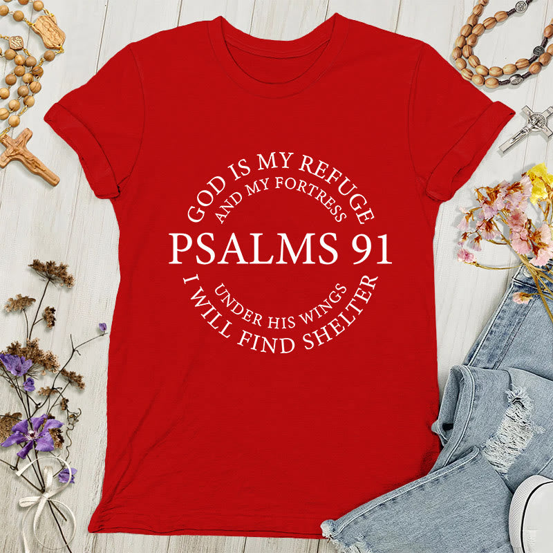 Christianartworkshop Psalm 91 T-Shirt - Inspirierendes Damen-T-Shirt - Rot - 4XL - image 1