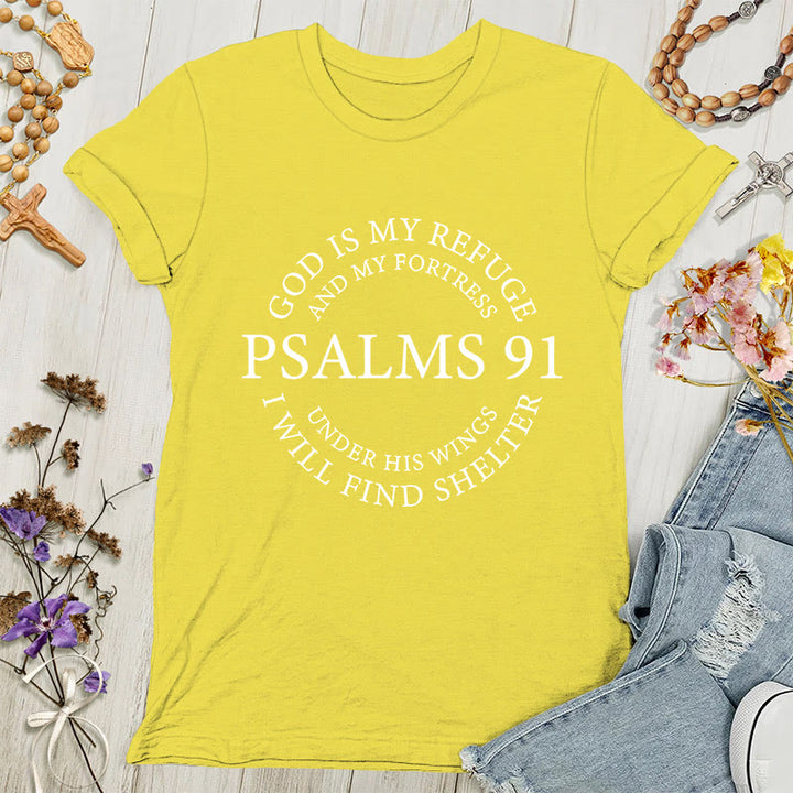 Christianartworkshop Psalm 91 T-Shirt - Inspirierendes Damen-T-Shirt - Gold - 4XL - image 2