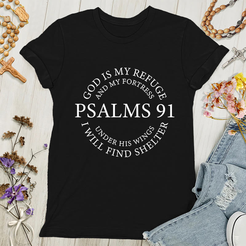 Christianartworkshop Psalm 91 T-Shirt - Inspirierendes Damen-T-Shirt - Schwarz - 4XL - image 0