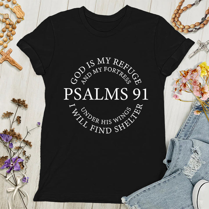 Christianartworkshop Psalm 91 T-Shirt - Inspirierendes Damen-T-Shirt - Schwarz - 4XL - image 0