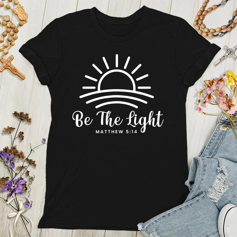 Christianartworkshop Damen T-Shirt mit Aufschrift "Be the Light Sunrise"