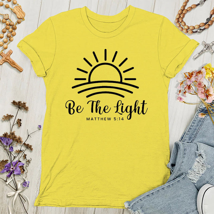 Christianartworkshop Damen T-Shirt mit Aufschrift "Be the Light Sunrise"