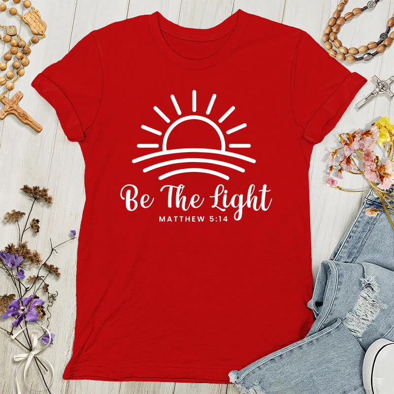 Christianartworkshop Damen T-Shirt mit Aufschrift "Be the Light Sunrise"
