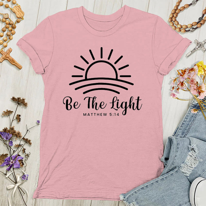 Christianartworkshop Damen T-Shirt mit Aufschrift "Be the Light Sunrise"
