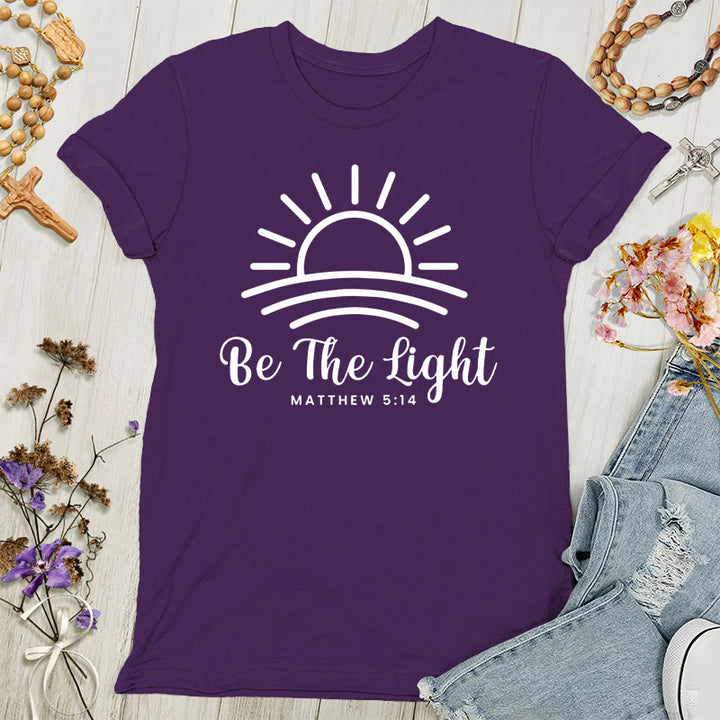 Christianartworkshop Damen T-Shirt mit Aufschrift "Be the Light Sunrise"