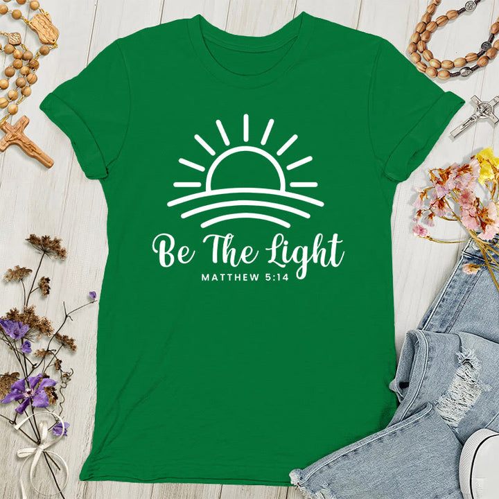 Christianartworkshop Damen T-Shirt mit Aufschrift "Be the Light Sunrise"