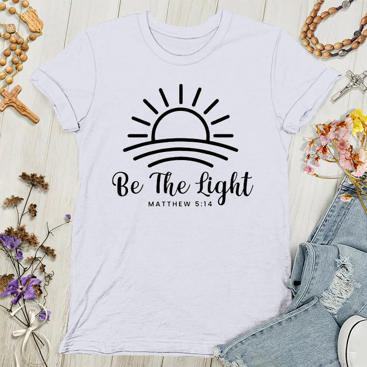 Christianartworkshop Damen T-Shirt mit Aufschrift "Be the Light Sunrise"