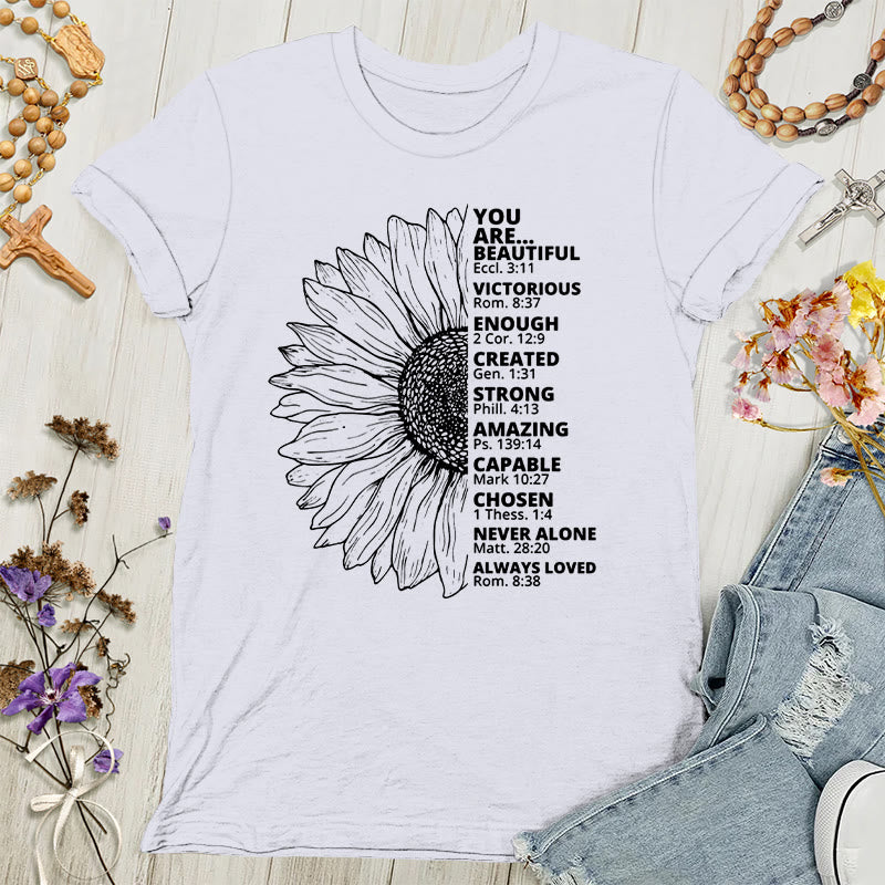 Christianartworkshop Damen T-Shirt mit Aufschrift „Sonnenblume“