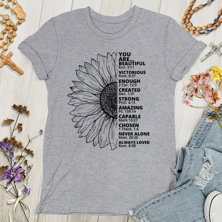 Christianartworkshop Sonnenblumen-Damen-T-Shirt „Dankbar, gesegnet“ - Grau - 4XL - image 4