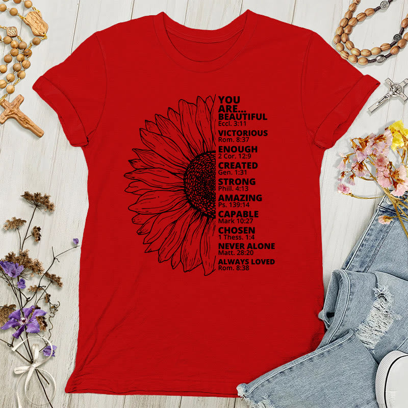 Christianartworkshop Sonnenblumen-Damen-T-Shirt „Dankbar, gesegnet“ - Rot - 4XL - image 6