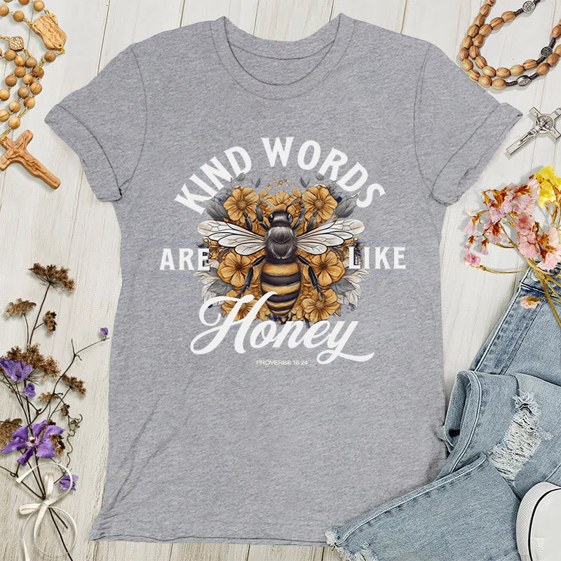 Christianartworkshop Süß wie Honig: Damen-T-Shirt mit freundlichen Worten - Grau - 4XL - image 1