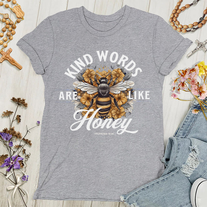Christianartworkshop Süß wie Honig: Damen-T-Shirt mit freundlichen Worten - Grau - 4XL - image 1