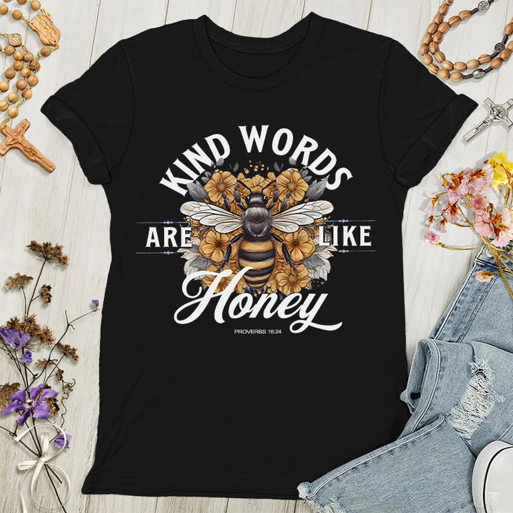 Christianartworkshop Süß wie Honig: Damen-T-Shirt mit freundlichen Worten - Schwarz - 4XL - image 0