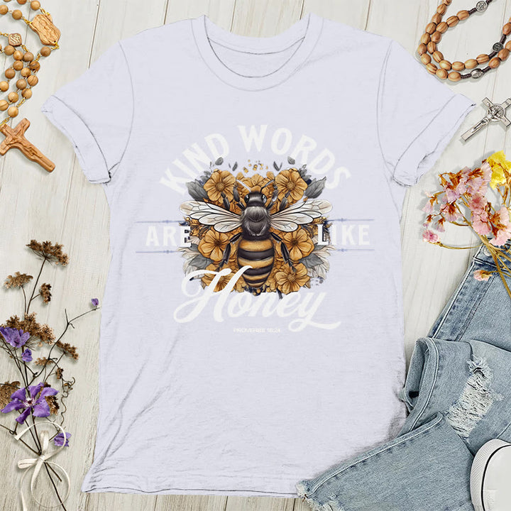 Christianartworkshop Süß wie Honig: Damen-T-Shirt mit freundlichen Worten - Weiß - 4XL - image 8