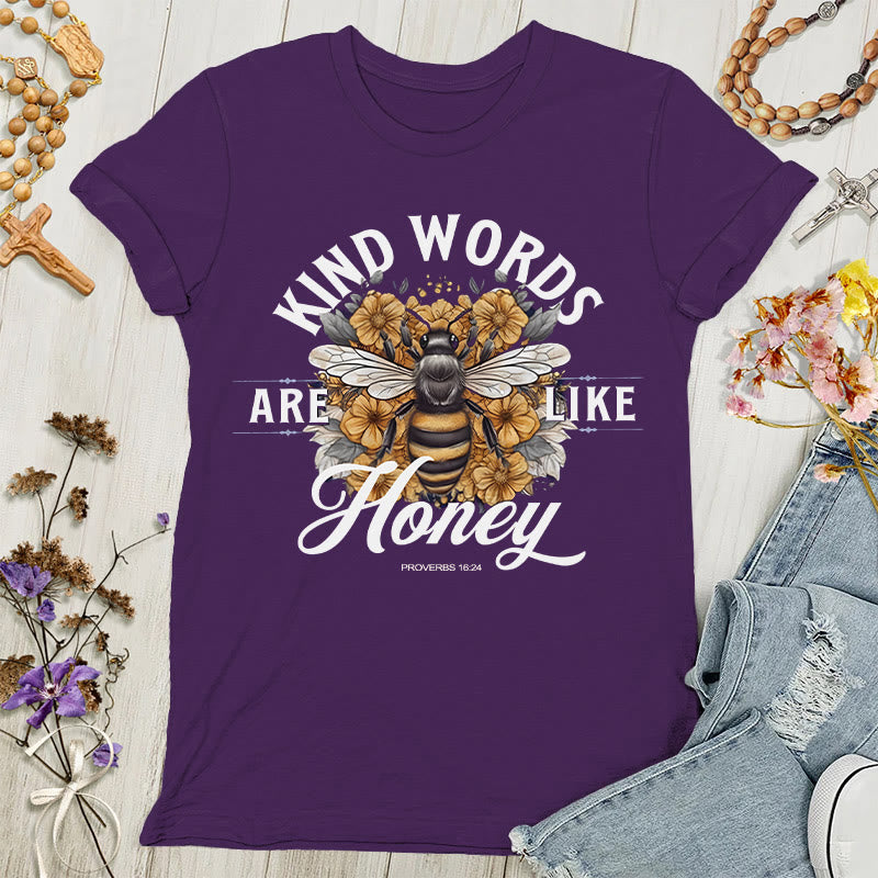 Christianartworkshop Süß wie Honig: Damen-T-Shirt mit freundlichen Worten - Lila - 4XL - image 4