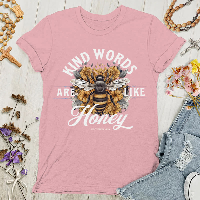 Christianartworkshop Süß wie Honig: Damen-T-Shirt mit freundlichen Worten - Rosa - 4XL - image 2