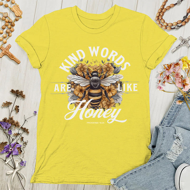 Christianartworkshop Süß wie Honig: Damen-T-Shirt mit freundlichen Worten - Gelb - 4XL - image 7