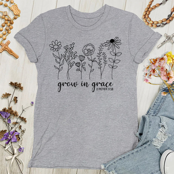 Christianartworkshop Wachse in der Gnade 2 Petrus 3,18 Damen-T-Shirt - Grau - 4XL - image 6