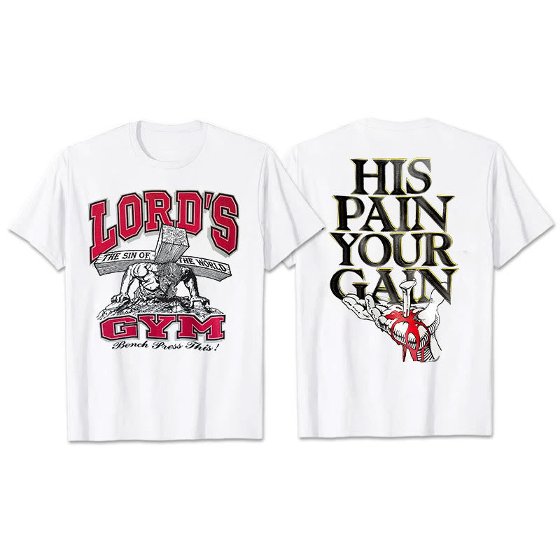 Christianartworkshop T-Shirt mit Aufschrift „His Pain Your Gai“
