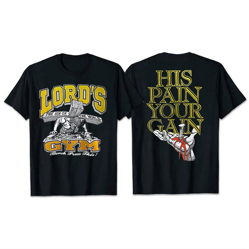 Christianartworkshop T-Shirt mit Aufschrift „His Pain Your Gai“