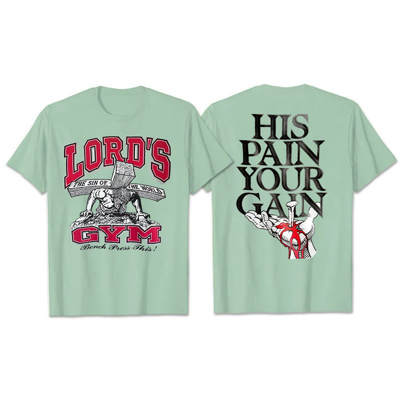 Christianartworkshop T-Shirt mit Aufschrift „His Pain Your Gai“ - Hellgrün - 2XL - image 12