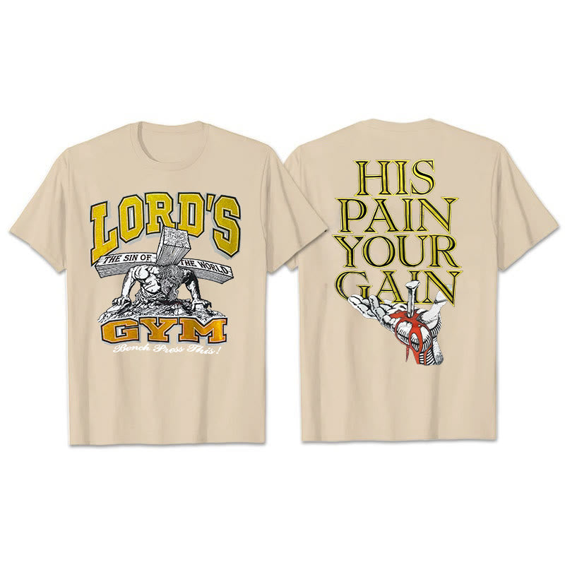 Christianartworkshop T-Shirt mit Aufschrift „His Pain Your Gai“ - Aprikose - 2XL - image 14