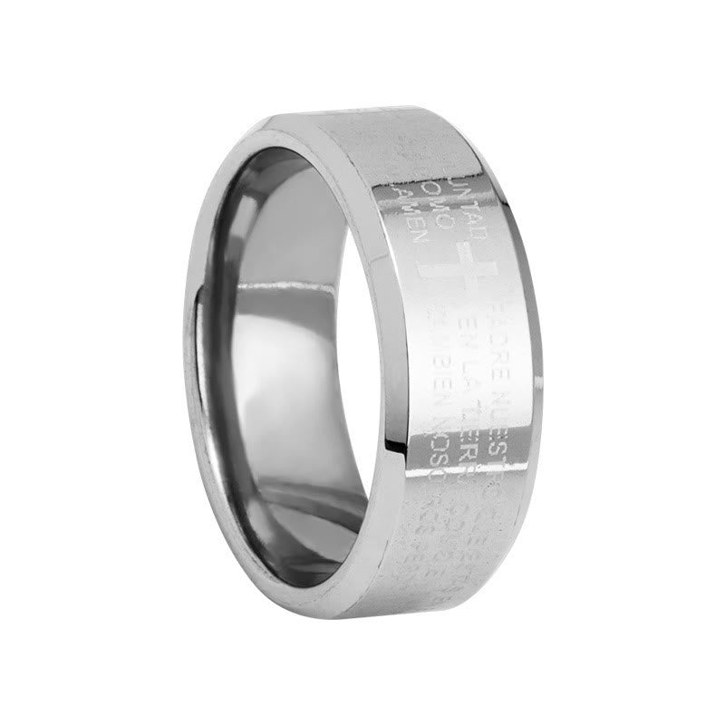 Christianartworkshop Minimalistischer 8 mm großer dreifarbiger Ring mit heiligem Vers und Kreuzmotiv: Tragen Sie Ihren Glauben