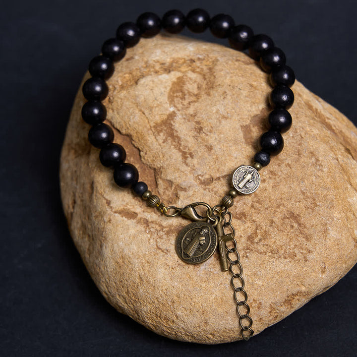 Christianartworkshop Ebenholzperlen St. Benedikt der Selige Schutzarmband - image 4