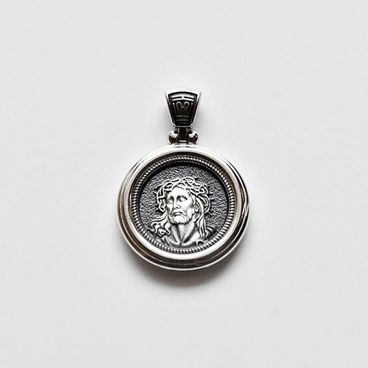 Christianartworkshop Sterling Doppelseitige Medaillenkette mit Dornenkrone und Schmerzensmutter - image 2