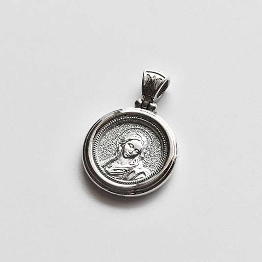 Christianartworkshop Sterling-Medaillen-Halskette mit zwei Seiten, Dornenkrone und Unserer Lieben Frau der Schmerzen - image 2