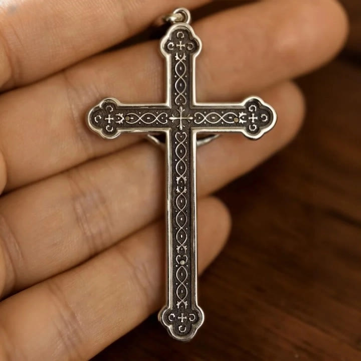 Christianartworkshop Retro-Halskette mit Amulett und INRI-Kreuz-Anhänger aus Sterlingsilber: Ein Emblem der Gnade - image 2